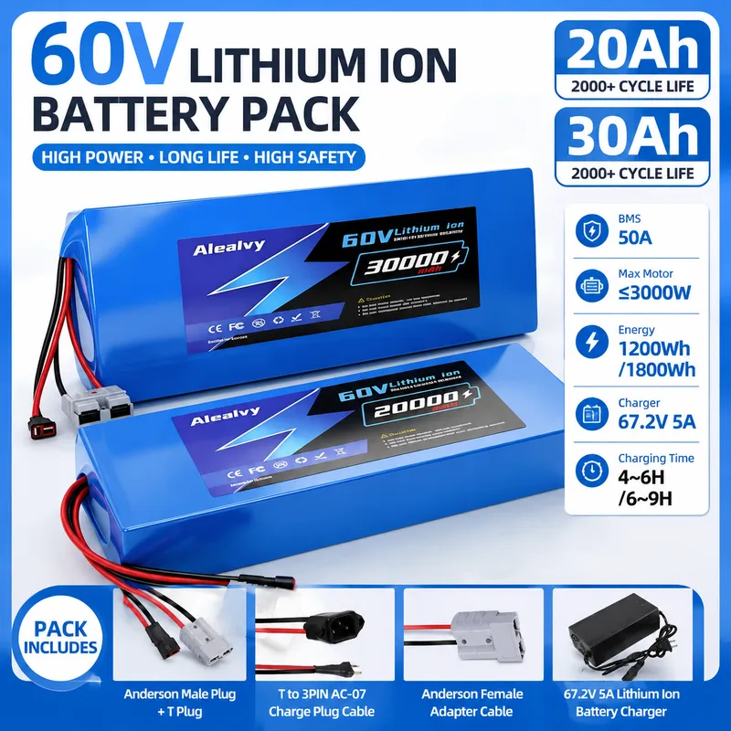 Aleaivy 60V 20AH 30AH 21700 Li - đánh giá và giá 60V 30Ah Electric Scooter Battery