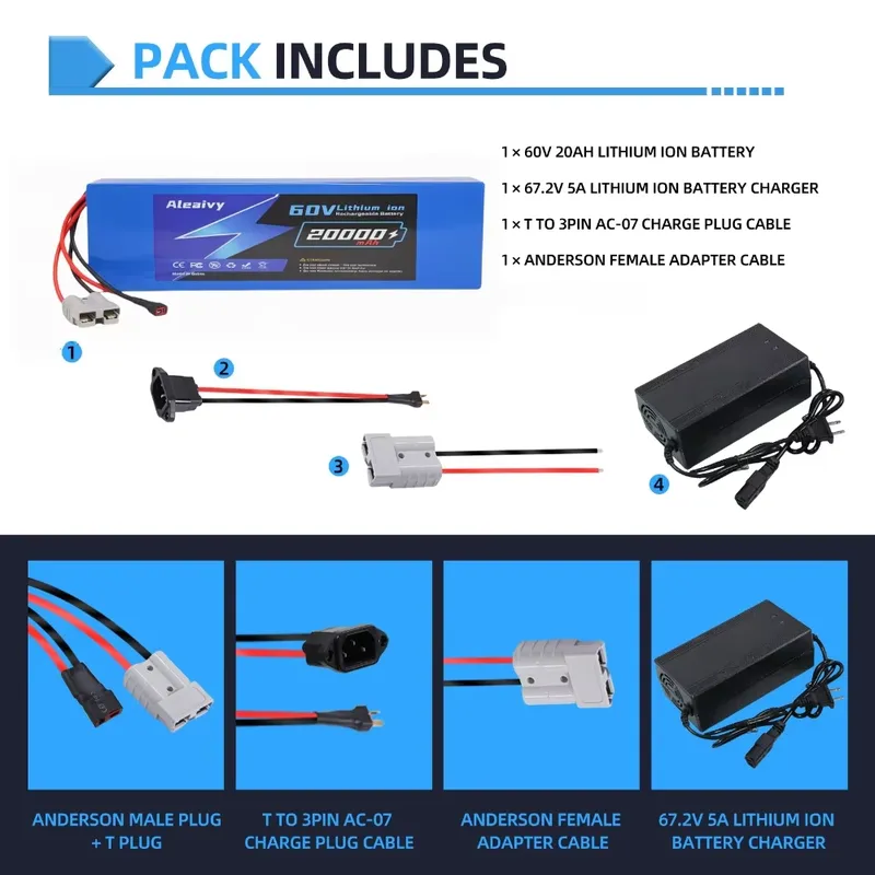 Aleaivy 60V 20AH 30AH 21700 Li - đánh giá và giá 60V 30Ah Electric Scooter Battery