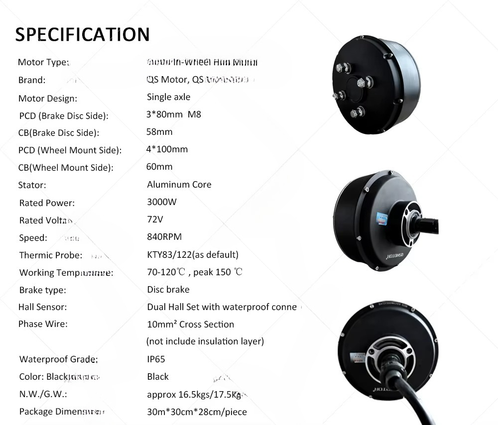 QSMOTOR 205 3000W V3 Brushless - đánh giá và giá Electric Motorcycle Conversion Kit 72V